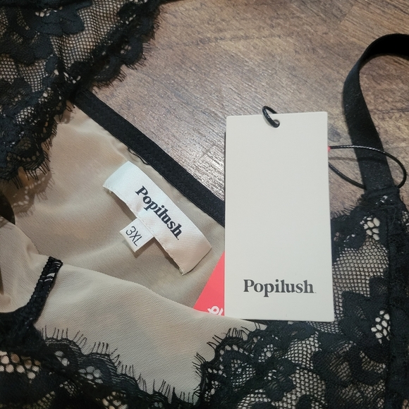 Popilush Black Lace V Neck Shapewear Tummy Control Bodysuit Size 3XL - Picture 10 of 11